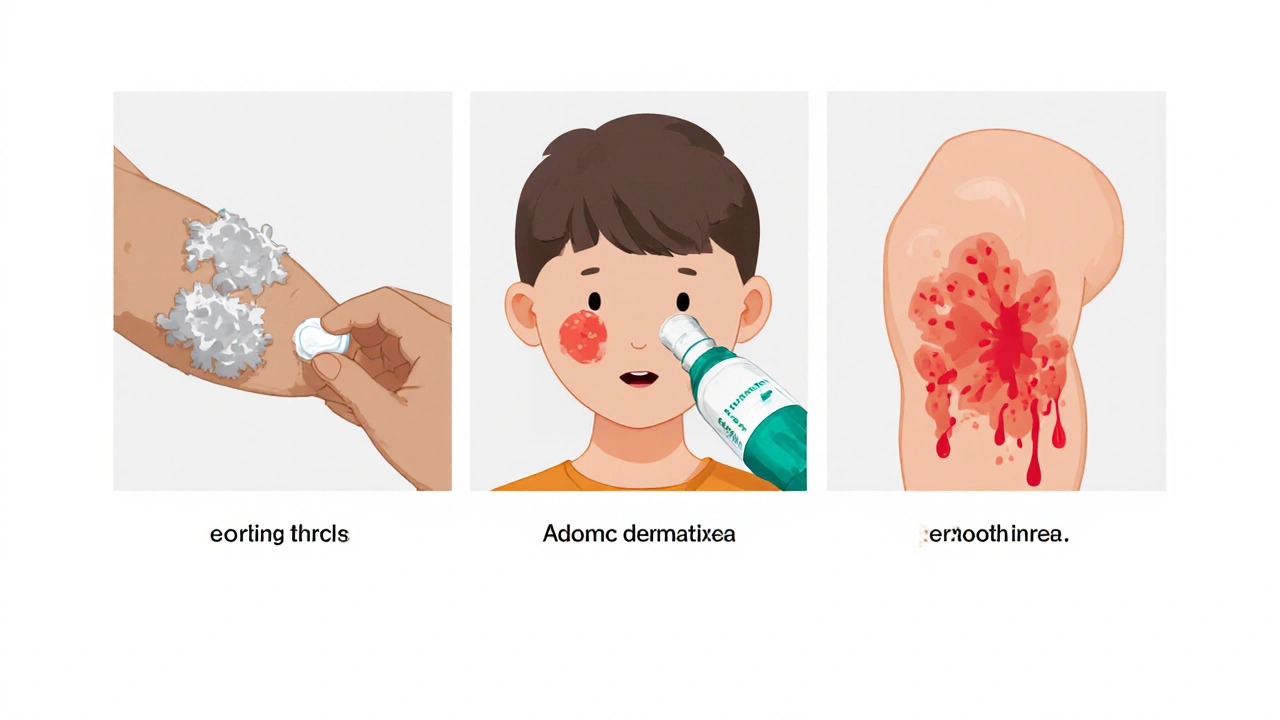 Dermatólogo aplicando betametasona en psoriasis, dermatitis atópica y eczema