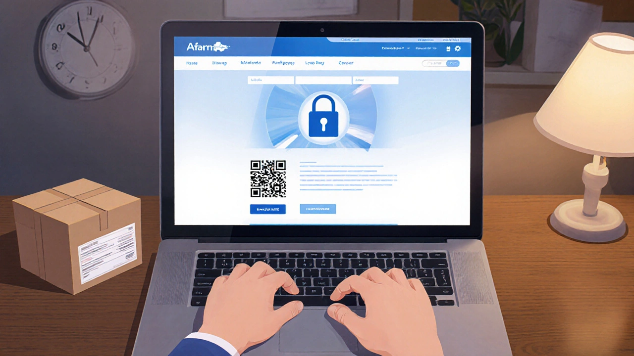 Manos usando laptop para comprar medicamento en farmacia online segura.
