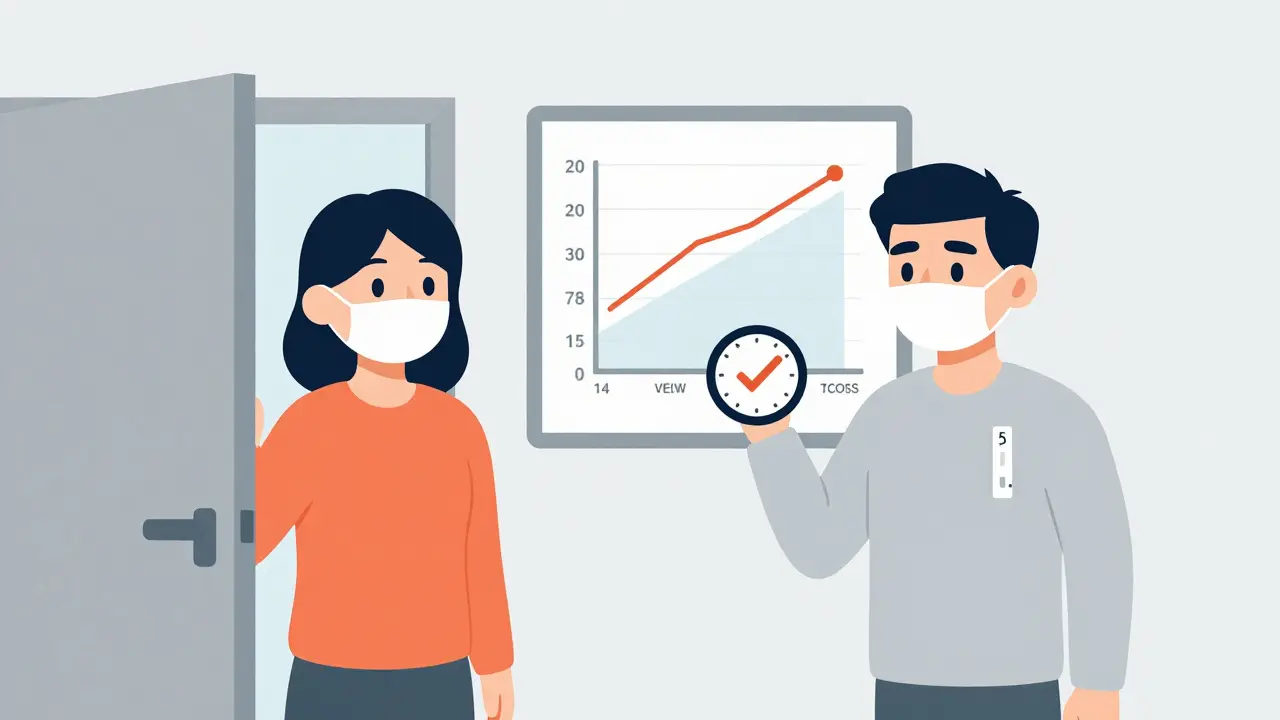 Dos personas en aislamiento: una por gripe, otra por COVID-19, con diferencias clave.