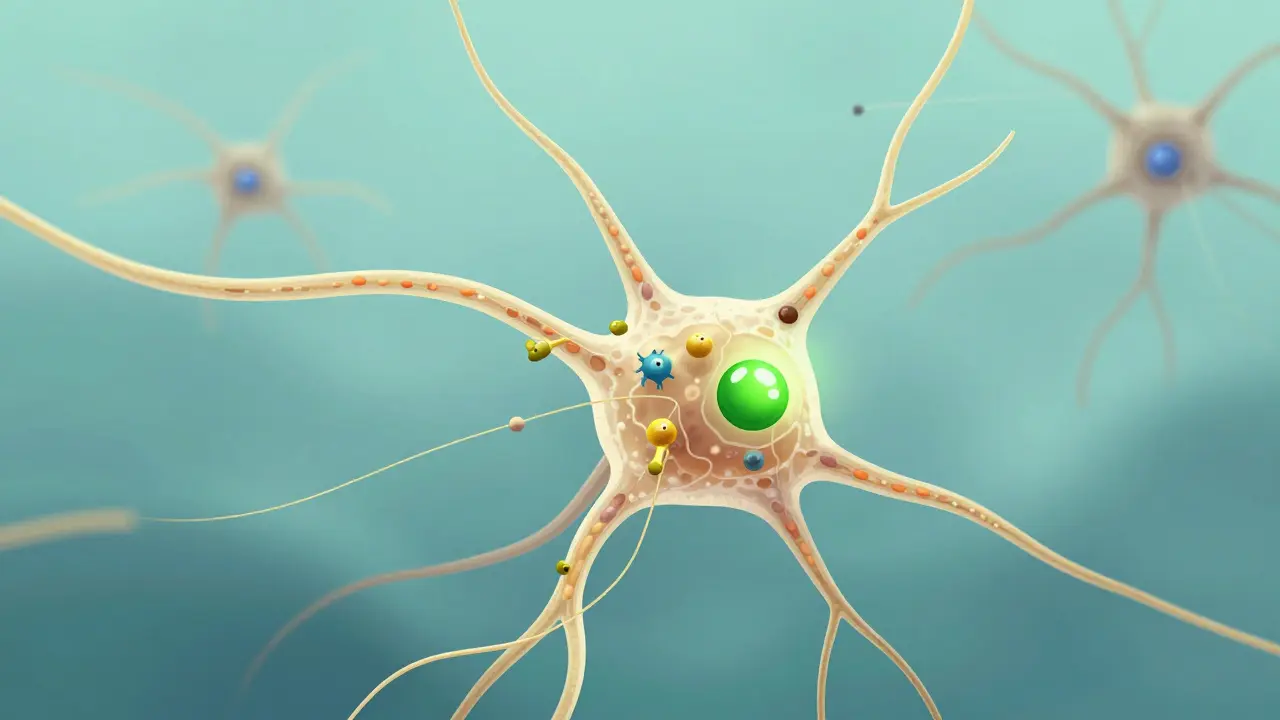 Reparación de la mielina neuronal activada por una molécula terapéutica en un entorno limpio y minimalista.