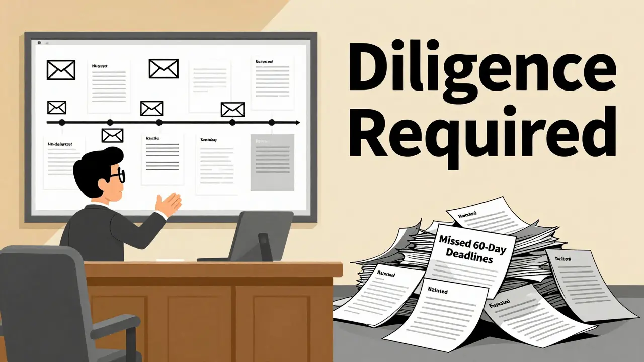 Presentación detallada de documentación para una solicitud de extensión de patente, con documentos rechazados al lado.