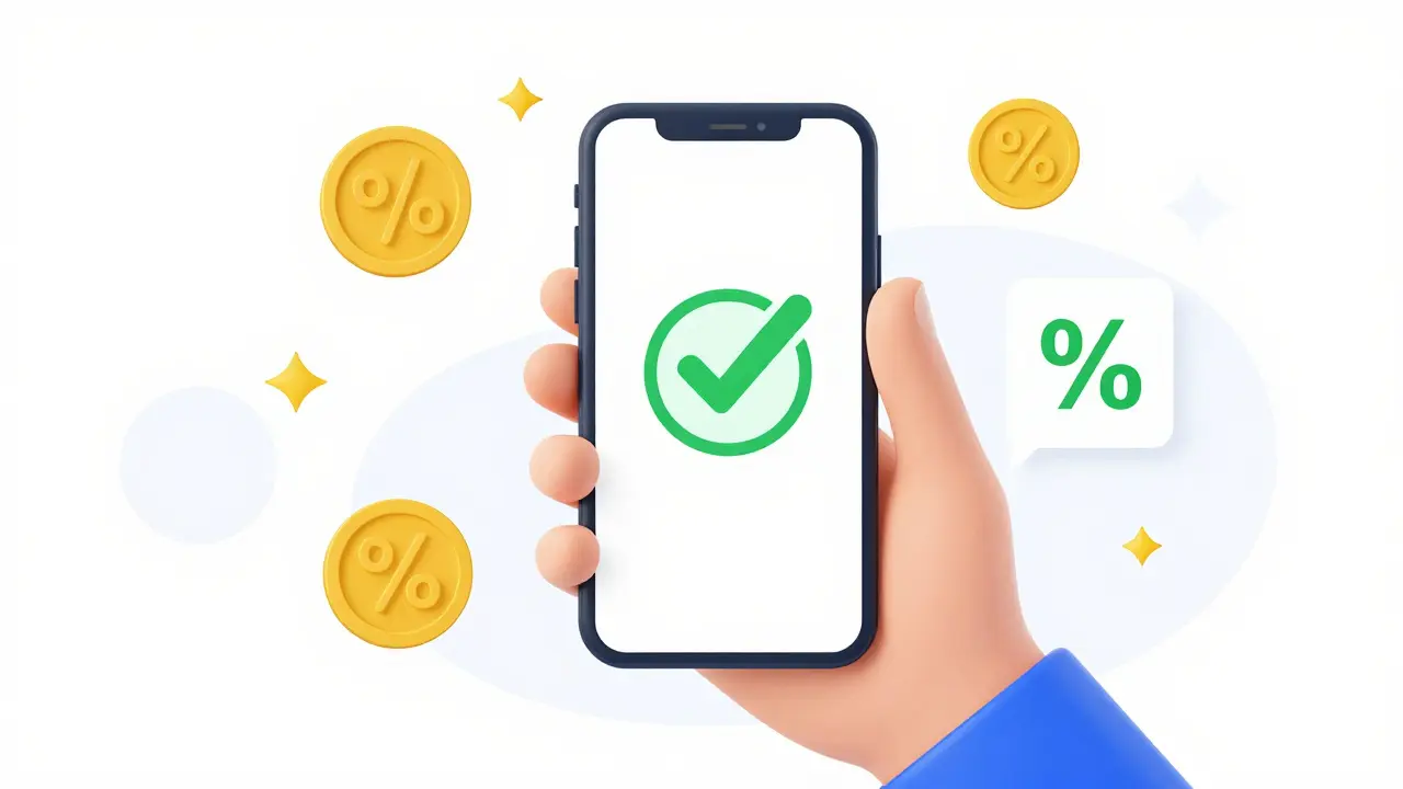 Persona usando un móvil para comparar precios de medicamentos online.