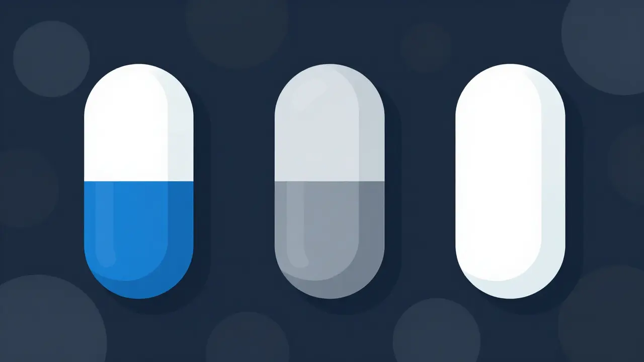 Tres cápsulas medicinales representando diferentes niveles de riesgo metabólico