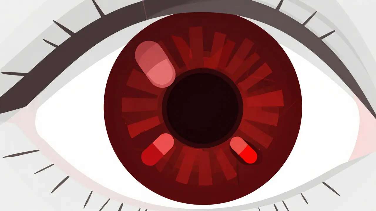 Vista abstracta de retina afectada por medicamentos