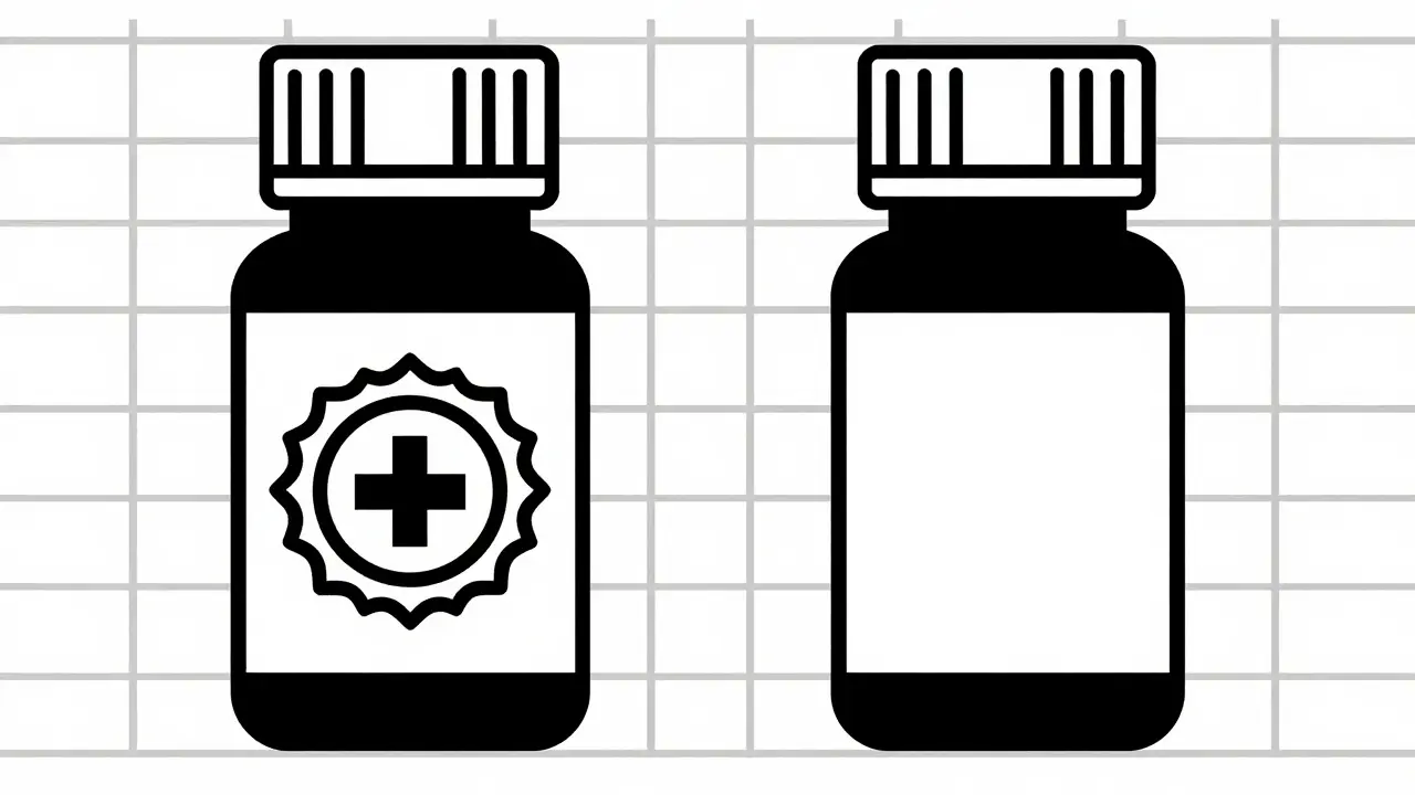 Comparación gráfica entre medicamento de marca y genérico idéntico