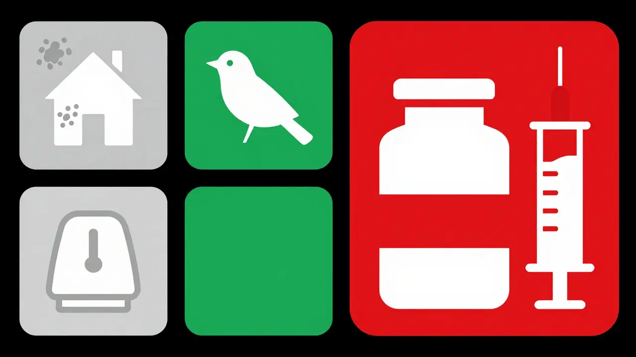 Gráfico minimalista comparando causas ambientales y farmacológicas de la enfermedad