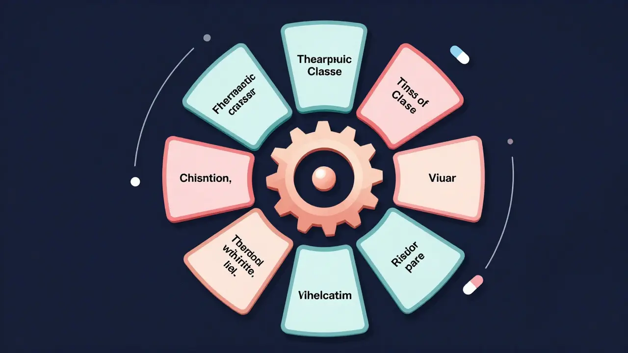 Diagrama de engranajes mostrando estrategias para aprender medicamentos