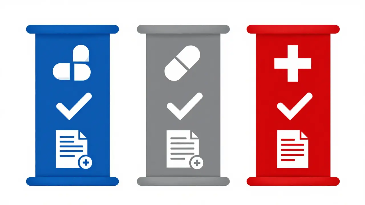 Pilares geométricos representando estándares de certificación farmacéutica