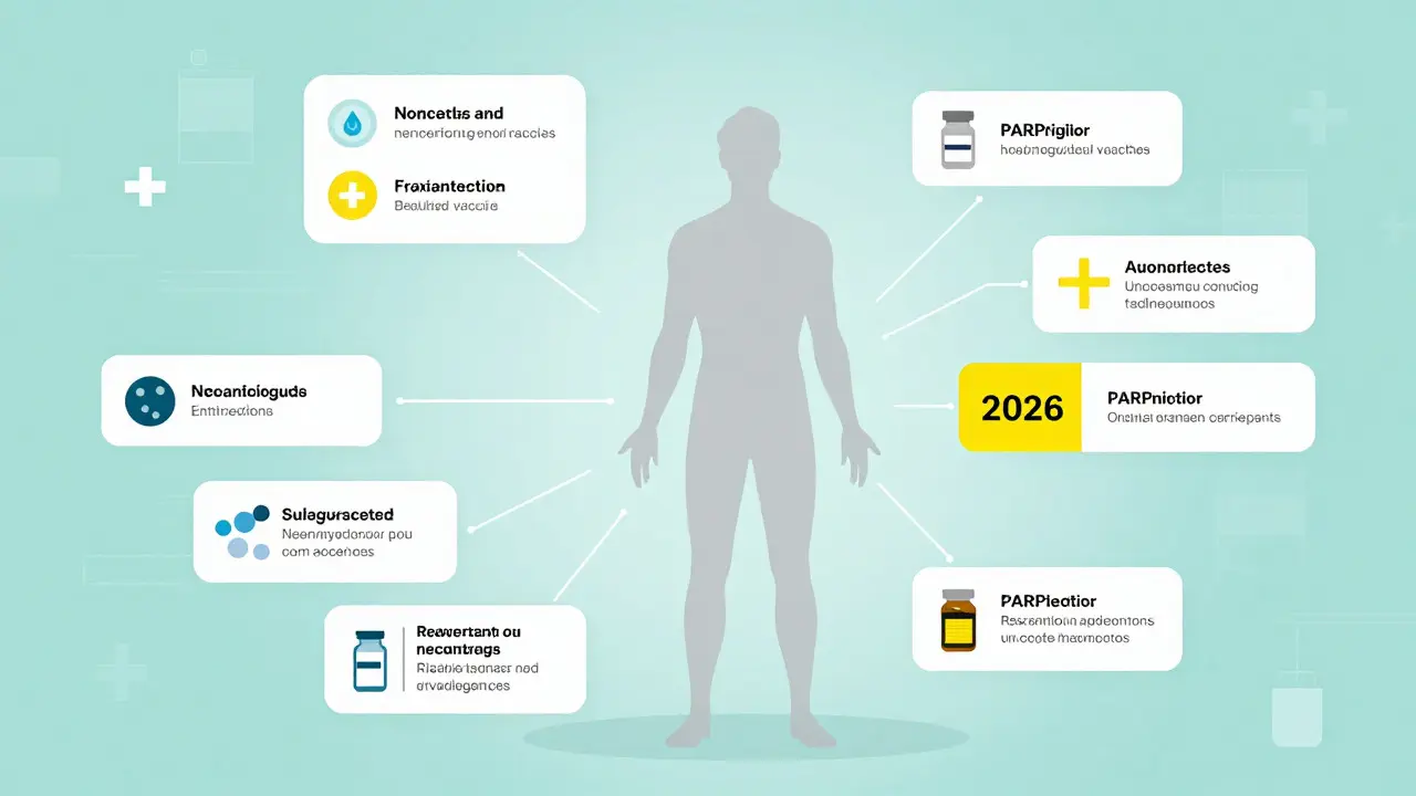 Silueta humana rodeada de módulos geométricos que simbolizan medicina de precisión